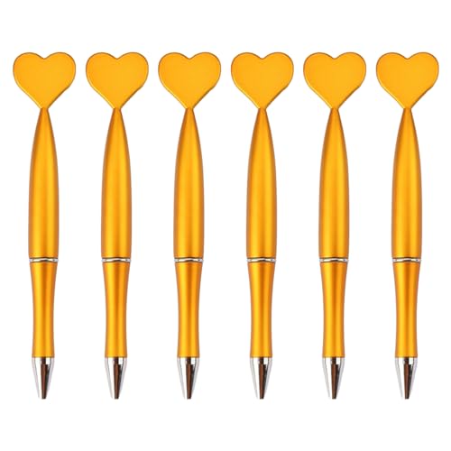 LLINthy 6 Stück schwarze Kugelschreiber, 1,0 mm, Bürostifte, herzförmige Stifte, Hochzeitsstifte, Schreibwaren, Schule, Bürobedarf von LLINthy