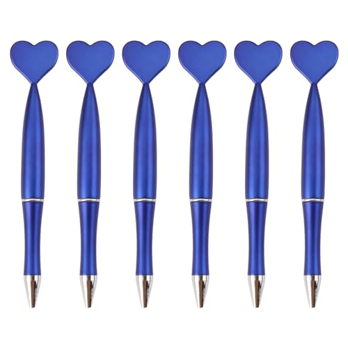 LLINthy 6 Stück schwarze Kugelschreiber, 1,0 mm, Bürostifte, herzförmige Stifte, Hochzeitsstifte, Schreibwaren, Schule, Bürobedarf von LLINthy