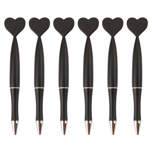 LLINthy 6 Stück schwarze Kugelschreiber, 1,0 mm, Bürostifte, herzförmige Stifte, Hochzeitsstifte, Schreibwaren, Schule, Bürobedarf von LLINthy