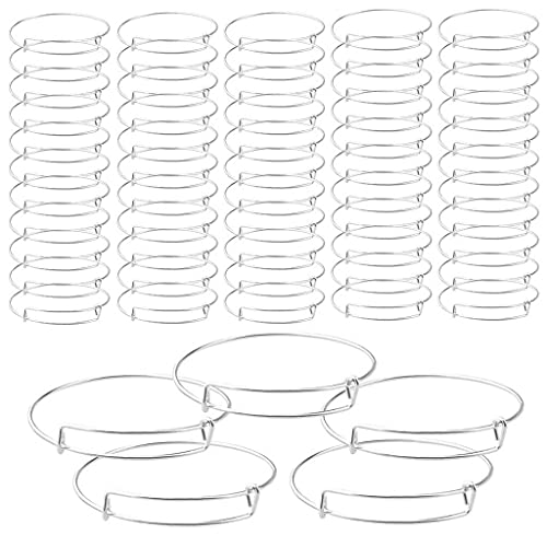 LLINthy 60pcs/Set Erweiterbare Armreifarmbänder Leere Perlenanhänger Pendel Venchierbare Drahtbänder Für Schmuck Herstellung Von Charmangelarmbändern von LLINthy