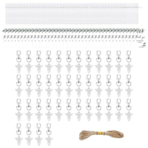 LLINthy Beerdigung Gäste Wertschätzung Geschenke 40pcs Angelic Keychains Memorial Service Party Supplies Mit Anpassbaren Etiketten Langlebiger Custodian Angel Keystakes Keyrings von LLINthy