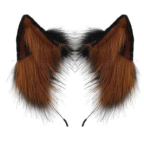 LLINthy Katzenohr Hair Hoop Handgefertigtes Kunstpelz Stirnband Für Cosplay Und Kostüme Mode Animes Haar Katzen Ohrstirnband Dress Up von LLINthy