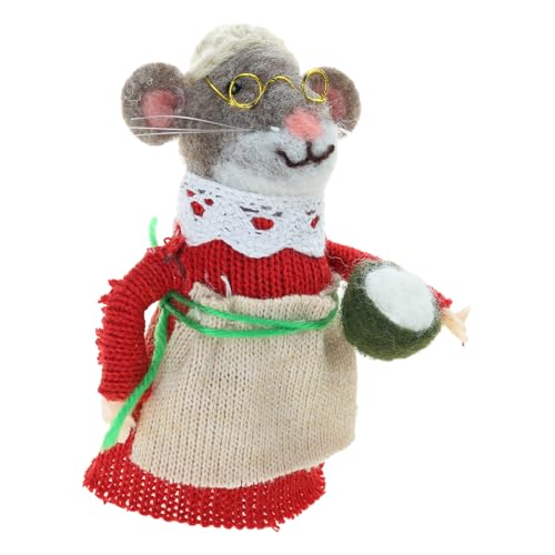LLINthy Kleine Wollfilz-Weihnachtsdekoration, Nadelfilz, Mäuse, Miniatur-Figur, Puppen, Ornament für Neujahrsdekorationen von LLINthy
