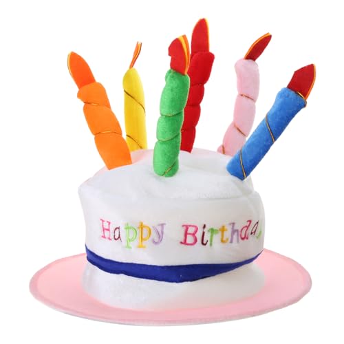 LLINthy Plüsch-Kuchenhut mit Aufschrift "Happy Birthday", Uni, für Erwachsene, Kostümzubehör, Geburtstag LLINthy Plüsch-Kuchenhut mit Aufschrift "Happy Birthday", Uni, für Erwachsene, Kostümzubehör, Geburtstag von LLINthy