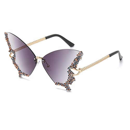 LLINthy Schmetterlingsbrille für Damen, randlos, kleines Gesicht, Schmetterling, Strass, Katzenauge LLINthy Schmetterlingsbrille für Damen, randlos, kleines Gesicht, Schmetterling, Strass, Katzenauge von LLINthy