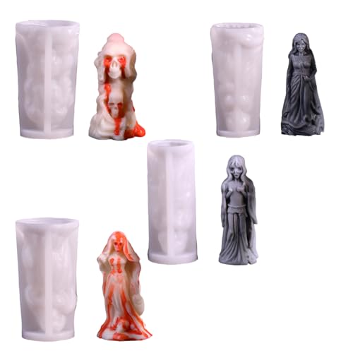 LLINthy Silikon-Kerzenformen für Halloween-Braut, 4 Stück, für Epoxidharz, Kerzen, Dekoration, Halloween-Themenkerzen LLINthy Silikon-Kerzenformen für Halloween-Braut, 4 Stück, für Epoxidharz, Kerzen, Dekoration, Halloween-Themenkerzen von LLINthy