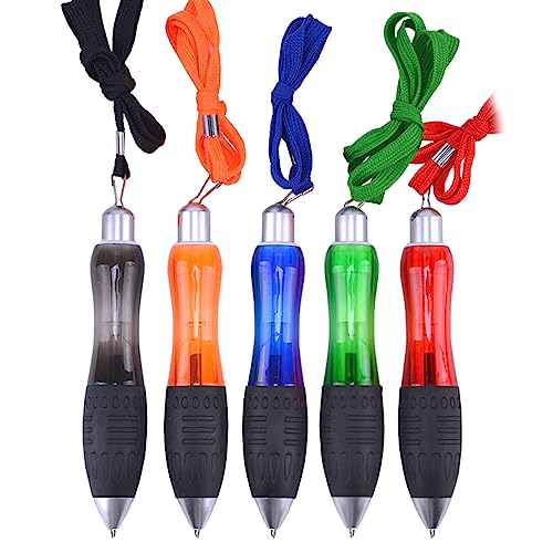 LLINthy Verschiedene bunte runde Stifte mit Aufhänger, Schnur und breiter Kugelschreiber für Bürobedarf, Studenten LLINthy Verschiedene bunte runde Stifte mit Aufhänger, Schnur und breiter Kugelschreiber für Bürobedarf, Studenten von LLINthy
