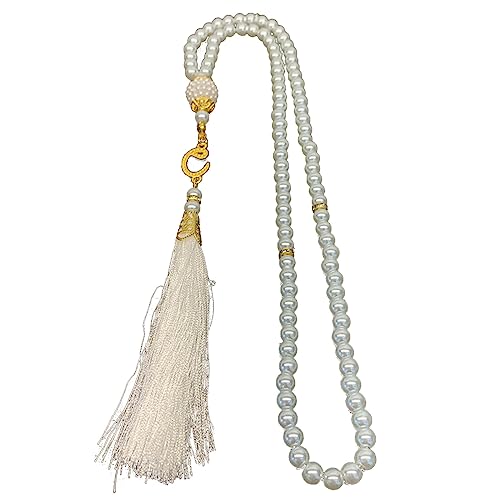 Muslimische Gebetsperlen, 99 Perlen, Rosenkranz, religiöser Schmuck, Nachahmungsperlen, Quasten, Meditat von LLINthy
