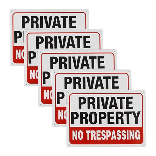 Schilder mit Kontrastdruck, Aluminium, Aufschrift "Private Property Not Trespassing", für klare Grundstückslinien für Wand, Zaun, Tor, 5 Stück Schilder mit Kontrastdruck, Aluminium, Aufschrift "Private Property Not Trespassing", für klare Grundstückslinien für Wand, Zaun, Tor, 5 Stück von LLINthy