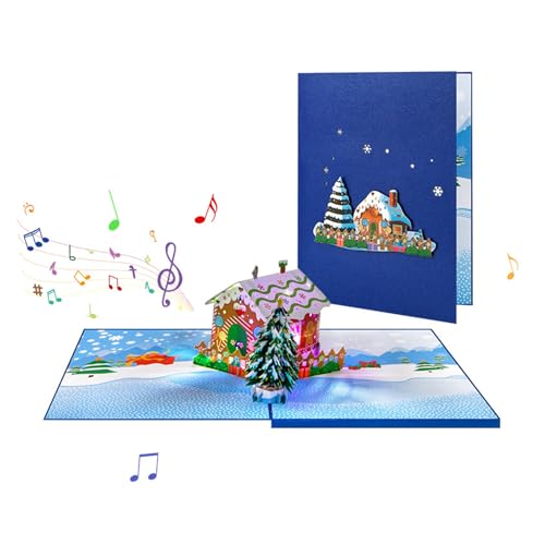Weihnachtliche 3D-Popup-Postkarte, handgefertigt, LED-Licht, Musikkarte mit Umschlag, faltbare Festival-Grußkarte für Freunde Weihnachtliche 3D-Popup-Postkarte, handgefertigt, LED-Licht, Musikkarte mit Umschlag, faltbare Festival-Grußkarte für Freunde von LLINthy