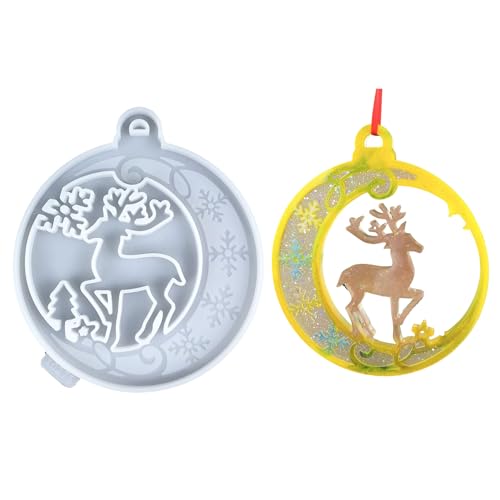 Weihnachtsbaumschmuck Schimmelpilz Epoxidharz Rundem Hirschhänge Anhänger Schimmelpicks Nicht Stick Silikonform Für Schmuck Die Dekorativen Handgefertigten Schmuck Herstellen von LLINthy