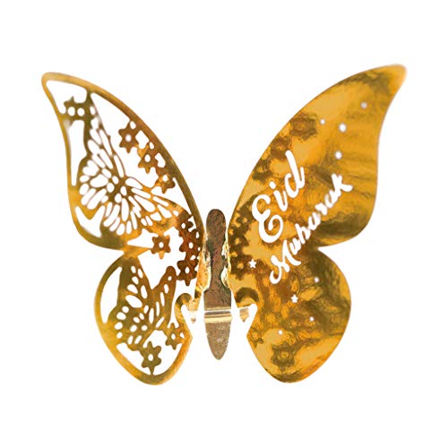 LLLucky 100Pcs Schmetterling Nummer Name Papier Tischkarten Weinglas Tasse Karte Eid Mubarak Reflective Gold von LLLucky
