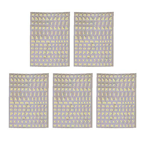 LLLucky 5Pcs 3mm Alphabet Buchstaben Zahlen Chunky Glitter Epoxy Resin Dekorative Aufkleber Gold von LLLucky