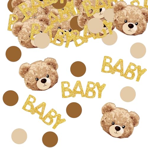 100 Stück Bärenkonfetti Babyparty Geschlecht Enthüllung Dekorationen "We Can Bearly Wait" Babyparty-Dekorationen Tischstreuung für Teddybär-Babypartys, Geburtstagszubehör, Geschlecht Enthüllung von LLMSIX