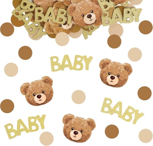 100 Stück Bärenkonfetti Babyparty Geschlecht Enthüllung Dekorationen "We Can Bearly Wait" Babyparty-Dekorationen Tischstreuung für Teddybär-Babypartys, Geburtstagszubehör, Geschlecht Enthüllung von LLMSIX