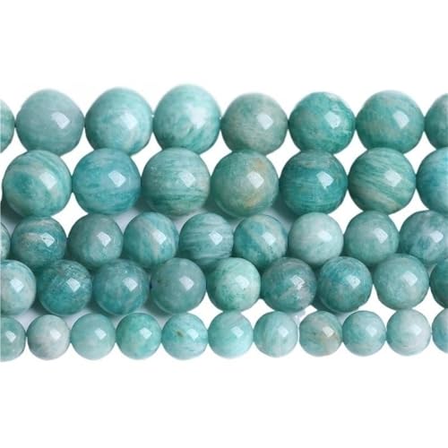 LLMWFA 15" Tigerauge lose Perlen, runde Achate 4 6 8 10 12 14MM Perle zur Herstellung von Kunsthandwerksartikeln, blau rosa grüner Naturstein(Amazonite,10mm x 38) von LLMWFA
