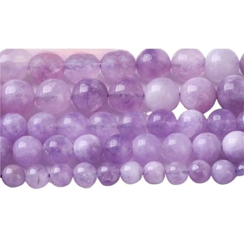 LLMWFA 15" Tigerauge lose Perlen, runde Achate 4 6 8 10 12 14MM Perle zur Herstellung von Kunsthandwerksartikeln, blau rosa grüner Naturstein(Amethysts Jade,6mm x 60) von LLMWFA
