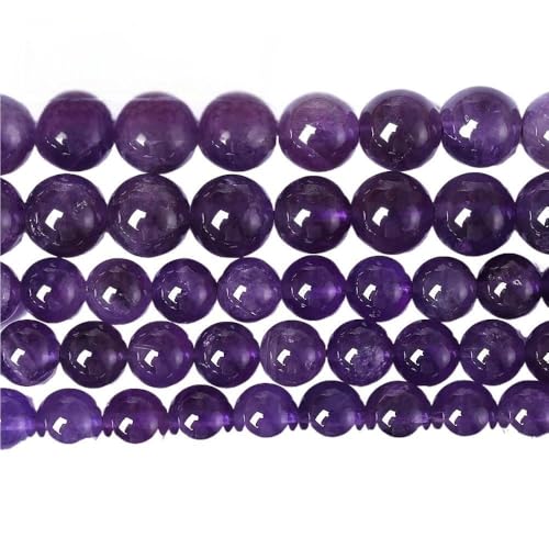 LLMWFA 15" Tigerauge lose Perlen, runde Achate 4 6 8 10 12 14MM Perle zur Herstellung von Kunsthandwerksartikeln, blau rosa grüner Naturstein(Brazil Amethysts,10mm x 38) von LLMWFA