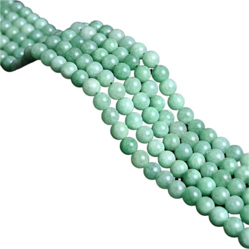 LLMWFA 15" Tigerauge lose Perlen, runde Achate 4 6 8 10 12 14MM Perle zur Herstellung von Kunsthandwerksartikeln, blau rosa grüner Naturstein(Burmese jade,10mm x 38) von LLMWFA