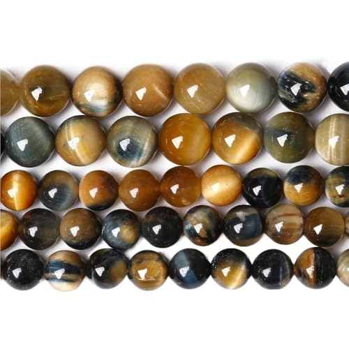 LLMWFA 15" Tigerauge lose Perlen, runde Achate 4 6 8 10 12 14MM Perle zur Herstellung von Kunsthandwerksartikeln, blau rosa grüner Naturstein(Dream Tiger Eye,6mm x 60) von LLMWFA