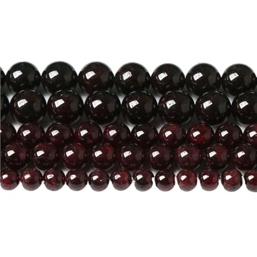 LLMWFA 15" Tigerauge lose Perlen, runde Achate 4 6 8 10 12 14MM Perle zur Herstellung von Kunsthandwerksartikeln, blau rosa grüner Naturstein(Garnet,4mm x 88) von LLMWFA
