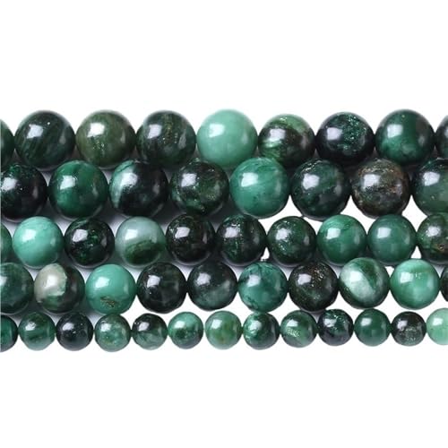 LLMWFA 15" Tigerauge lose Perlen, runde Achate 4 6 8 10 12 14MM Perle zur Herstellung von Kunsthandwerksartikeln, blau rosa grüner Naturstein(Green Emerald,8mm x 46) von LLMWFA
