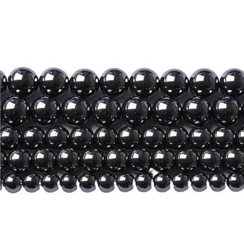 LLMWFA 15" Tigerauge lose Perlen, runde Achate 4 6 8 10 12 14MM Perle zur Herstellung von Kunsthandwerksartikeln, blau rosa grüner Naturstein(Hematite,8mm x 46) von LLMWFA