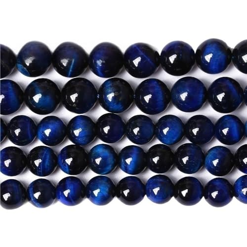 LLMWFA 15" Tigerauge lose Perlen, runde Achate 4 6 8 10 12 14MM Perle zur Herstellung von Kunsthandwerksartikeln, blau rosa grüner Naturstein(Lapis Tiger Eye,4mm x 88) von LLMWFA