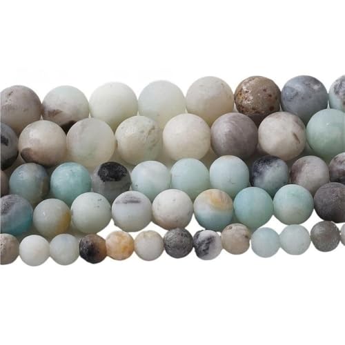 LLMWFA 15" Tigerauge lose Perlen, runde Achate 4 6 8 10 12 14MM Perle zur Herstellung von Kunsthandwerksartikeln, blau rosa grüner Naturstein(Matte Amazonite,12mm x 32) von LLMWFA