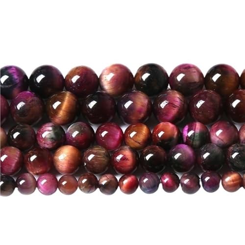 LLMWFA 15" Tigerauge lose Perlen, runde Achate 4 6 8 10 12 14MM Perle zur Herstellung von Kunsthandwerksartikeln, blau rosa grüner Naturstein(Multicolor Tiger 1,6mm x 60) von LLMWFA