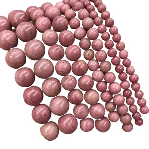 LLMWFA 15" Tigerauge lose Perlen, runde Achate 4 6 8 10 12 14MM Perle zur Herstellung von Kunsthandwerksartikeln, blau rosa grüner Naturstein(Rhodochrosite,4mm x 88) von LLMWFA