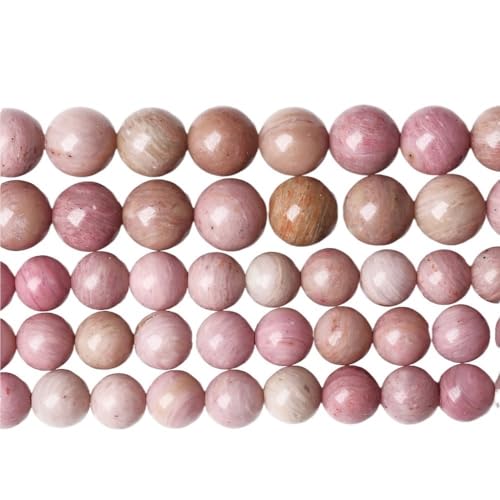 LLMWFA 15" Tigerauge lose Perlen, runde Achate 4 6 8 10 12 14MM Perle zur Herstellung von Kunsthandwerksartikeln, blau rosa grüner Naturstein(Rhodonite,4mm x 88) von LLMWFA