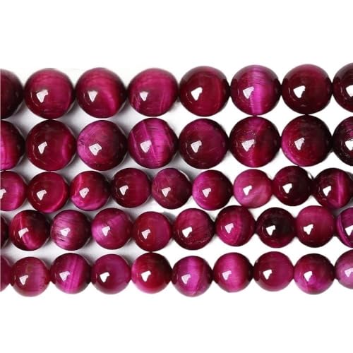LLMWFA 15" Tigerauge lose Perlen, runde Achate 4 6 8 10 12 14MM Perle zur Herstellung von Kunsthandwerksartikeln, blau rosa grüner Naturstein(Rose Tiger Eye,6mm x 60) von LLMWFA