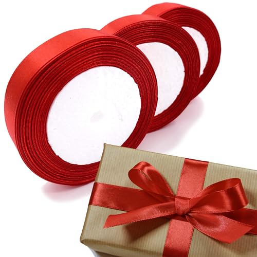 LLMtn 66 Meters 3 Rollen Satinband Rot 2CM X 22M Dekoration Geschenkband breit Schleifenband, Stoffband für Hochzeit, Rot Geschenk Band Geschenkbänder für Taufe und Geburtstag Geschenke LLMtn 66 Meters 3 Rollen Satinband Rot 2CM X 22M Dekoration Geschenkband breit Schleifenband, Stoffband für Hochzeit, Rot Geschenk Band Geschenkbänder für Taufe und Geburtstag Geschenke von LLMtn