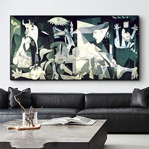 Pablo Picasso Wandkunst Picasso Guernica Malerei Eingewickelt Künstler Malerei Leinwand Panels Dekoration Fertig zum Aufhängen 70x140cm (28x55in) Mit Rahmen von LLNN