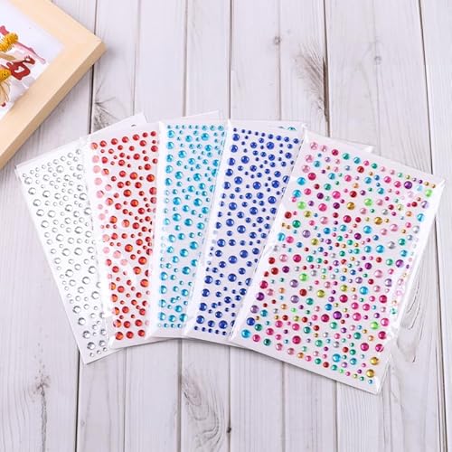 Glitzersteine Selbstklebend, 5 Blatt Runde Strasssteine Selbstklebend in Silver, Bunt – Selbstklebende Glitzersteine zum Aufkleben, Dekorieren & DIY für Kinder, Handwerk, Fotorahmen, Grußkarten Glitzersteine Selbstklebend, 5 Blatt Runde Strasssteine Selbstklebend in Silver, Bunt – Selbstklebende Glitzersteine zum Aufkleben, Dekorieren & DIY für Kinder, Handwerk, Fotorahmen, Grußkarten von LLNRC
