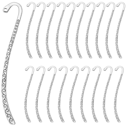 20 Stück Metall Lesezeichen Haken, Vintage Silber Geprägte Geschnitzte Bookmark Mit Löchern für Buch-Lese-Marker, Handgefertigte Accessoires, Buchliebhaber Geschenke von LLOUSSAK