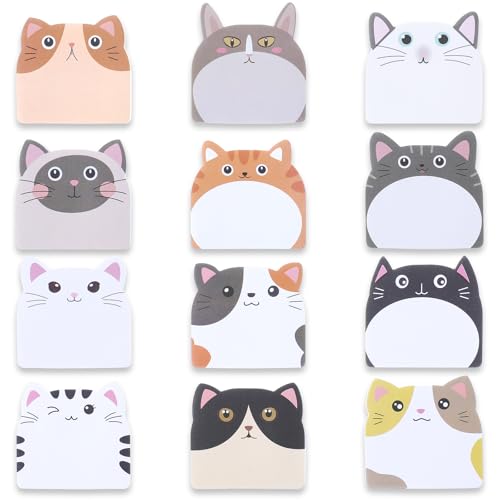 LLOUSSAK 270 Niedliche Haftnotizen, Niedliche Selbstklebende Cartoon-Katze Haftnotizen Lustige Kinder-Haftnotizen Kawaii Schulbedarf Notizblock zum Notieren,Notizen machen,Studenten,Zuhause,Büro von LLOUSSAK