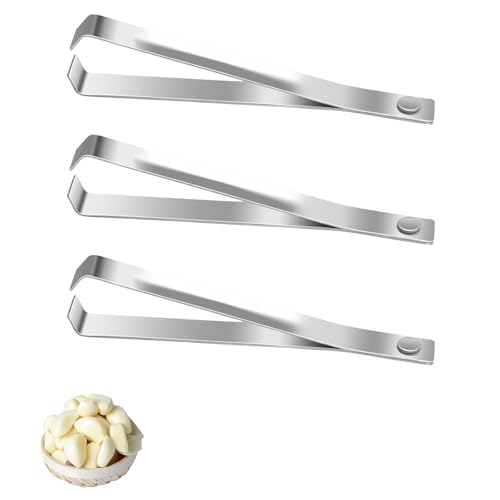3 Stück Knoblauchpinzette, Edelstahl-Knoblauchschälpinzette Knoblauchschälwerkzeug Knoblauch Schäler Fischgrätenpinzette zum Schälen von Knoblauch Verhindert Knoblauchgeruch von LLOUSSAK