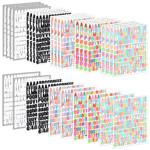 30 Blätter Buchstaben Nummern Aufkleber,Bunte Klebebuchstaben Aufkleber,Wetterfest Alphabet Sticker für DIY,Scrapbooking,Dekorationskunst von LLOUSSAK