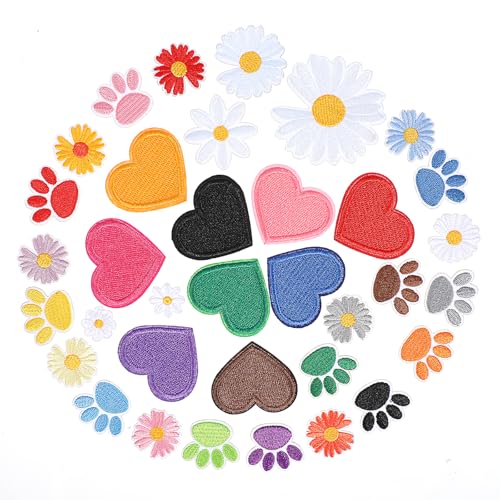 35 Stück Flicken zum Aufbügeln Kinder Set, Bügelflicken Blumenaufnäher Gänseblümchen Nähaufnäher Textilaufnäher zum Dekorieren von Kleidung Rucksäcken Hüten Jeans DIY-Basteln 35 Stück Flicken zum Aufbügeln Kinder Set, Bügelflicken Blumenaufnäher Gänseblümchen Nähaufnäher Textilaufnäher zum Dekorieren von Kleidung Rucksäcken Hüten Jeans DIY-Basteln von LLOUSSAK