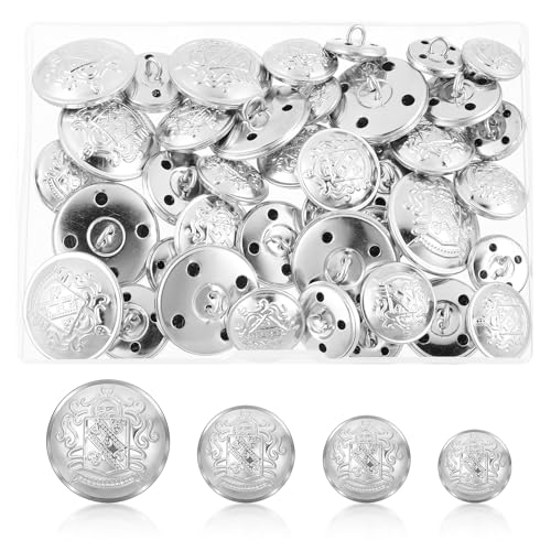 40 Stück Knöpfe Große,Silber Knöpfe zum Annähen,Verschiedene Größen von Metall Knöpfen,Vintage Knöpfe für BlazerHemden Anzüge Hosen Uniformen Damenanzüge Wollmäntel 40 Stück Knöpfe Große,Silber Knöpfe zum Annähen,Verschiedene Größen von Metall Knöpfen,Vintage Knöpfe für BlazerHemden Anzüge Hosen Uniformen Damenanzüge Wollmäntel von LLOUSSAK