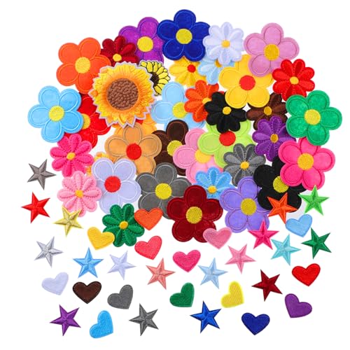 LLOUSSAK Aufbügelpatches, 71 Stück Aufnäher Stern Blume Herz Set, Star Aufbügelbilder, Blume Aufnäher zum Aufbügeln für Kleidung Jeans Hut Dekoration DIY Rucksack Zubehör LLOUSSAK Aufbügelpatches, 71 Stück Aufnäher Stern Blume Herz Set, Star Aufbügelbilder, Blume Aufnäher zum Aufbügeln für Kleidung Jeans Hut Dekoration DIY Rucksack Zubehör von LLOUSSAK