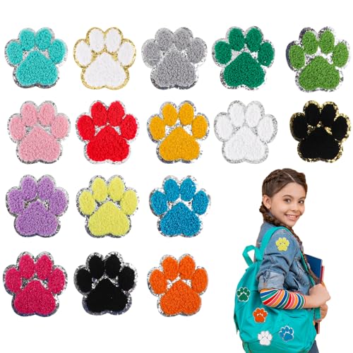 Bügelaufnäher Pfote, 16 Stück Bügelflicken Kinder Goldfarbener Chenille-Hundepfote Aufnäher Kinder Aufnäher Aufnäher zum Aufnähen für T-Shirts Jeans Jacken Rucksäcke Hutdekoration Bügelaufnäher Pfote, 16 Stück Bügelflicken Kinder Goldfarbener Chenille-Hundepfote Aufnäher Kinder Aufnäher Aufnäher zum Aufnähen für T-Shirts Jeans Jacken Rucksäcke Hutdekoration von LLOUSSAK