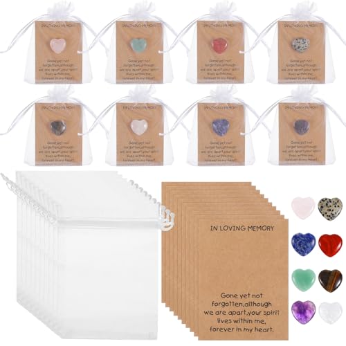 LLOUSSAK 40 Sets Pocket Hug Token Geschenk Umarmungskarten mit Herzform Natursteine Organzabeutel Klebepunkt Punkte Feier des Lebens Austausch Beziehungskarten für Kollegen Familie von LLOUSSAK