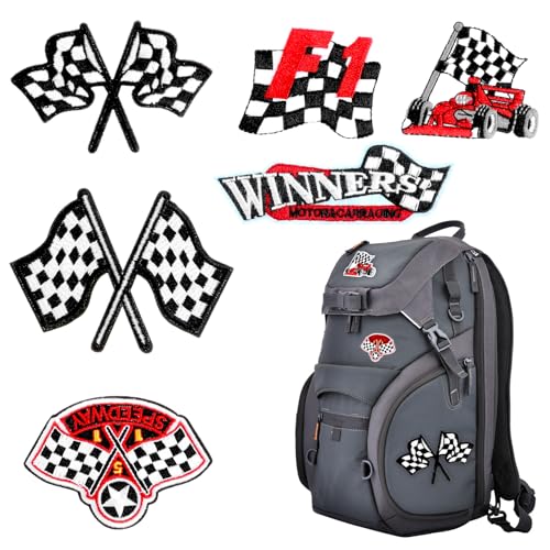 LLOUSSAK 6 Stück F1 Cars Bügelflicken, Renn-Flicken, Lightning-Flicken, Ferrari-Patch, bestickte Bügelbilder für Jacken, Jeans, Hüte, Taschen, Bastelprojekte von LLOUSSAK