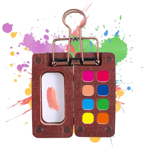 Tragbare Skizzenbuch Palette, Mini-Holz Palette,Aquarell 8 Fächern und Eisenklammern für Aquarellmalerei,Ölmalerei,Farbmischung Tragbare Skizzenbuch Palette, Mini-Holz Palette,Aquarell 8 Fächern und Eisenklammern für Aquarellmalerei,Ölmalerei,Farbmischung von LLOUSSAK