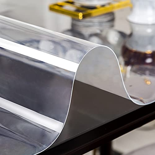 Glasklar Folie,Tischfolie transparent mit Abgerundete Ecken/Tischdecke wasserdicht Tischschutz PVC Folie,Hochwertige Tischdecke pflegeleicht und abwischbar,Für Sofa Tisch Esstisch (80x120cm(32x47in)) von LLPEIJIE026