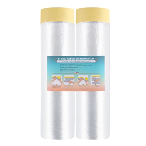 LLPT Abdeckfolie Klebeband mit Folie | 2 Rollen | Transparent Abdeckfolie Selbstklebende Malerfolie Malerband | Zum Schutz von Autos Wänden Staub und Spritzschutz (MFTW2702) | 270cm(ungefaltet) x 20m von LLPT
