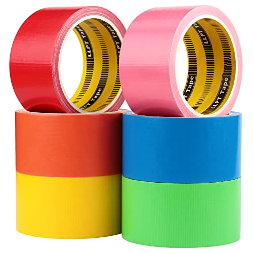 LLPT Klebeband Panzertape Gewebeklebeband 6 Premium Sortierte Farbpakete 5cm x 9m x 11 Mil Duct Tape Inklusive Blau Rosa Gelb Grün Orange Rot (DT606) von LLPT